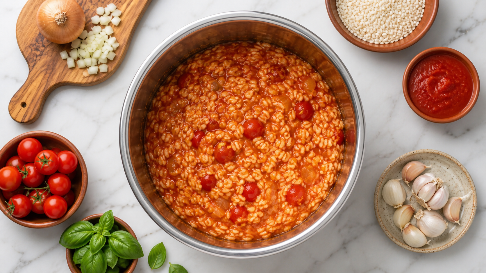 Instant Pot risotto met tomaat en basilicum